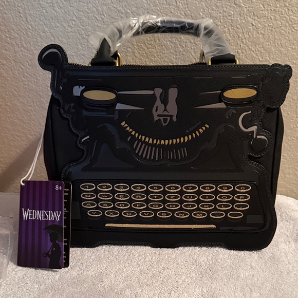 Loungefly Handbags - Loungefly Black and Gold Typewriter Crossbody Bag
